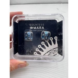 Countess Mara Men Silver Tone Cufflinks Every Occasion Blue Bubbles Classic Retr